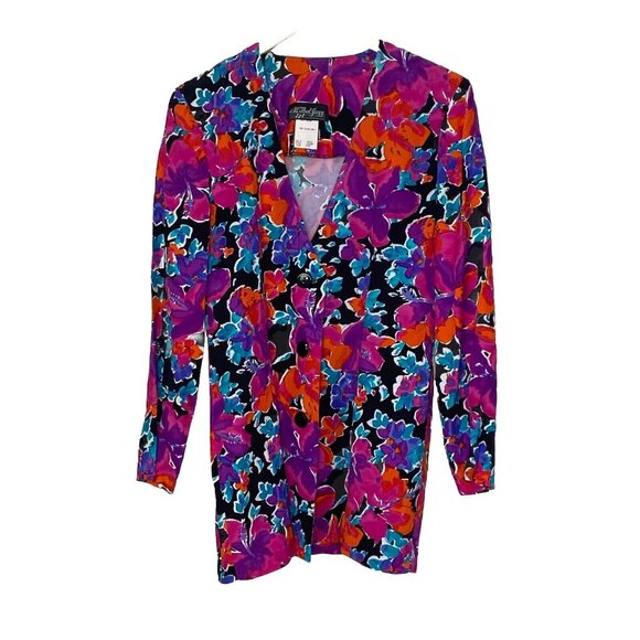 Vintage Retro All That Jazz Women’s Blazer 1 Button Floral Sz 9/10 Made In USA - Picture 1 of 9